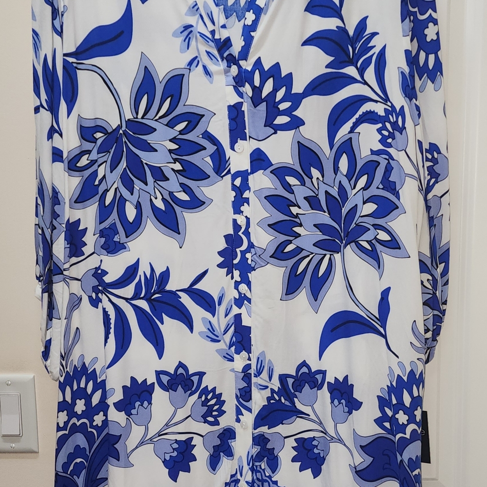 Mlle Gabrielle Blue Floral Long Sleeve Dress